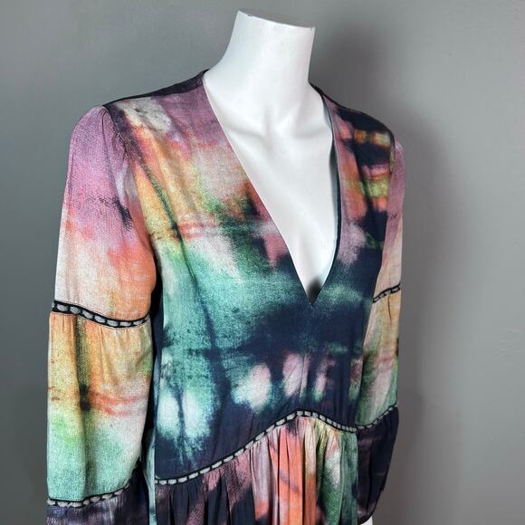 Anthropologie bl^nk London Dress Medium colorful tiered artsy long hippie boho - Picture 3 of 13